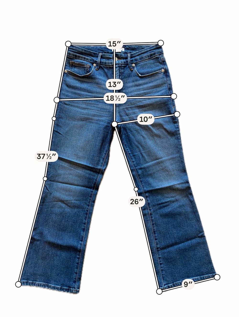 Good American Classic Blue Cropped Flare Jeans